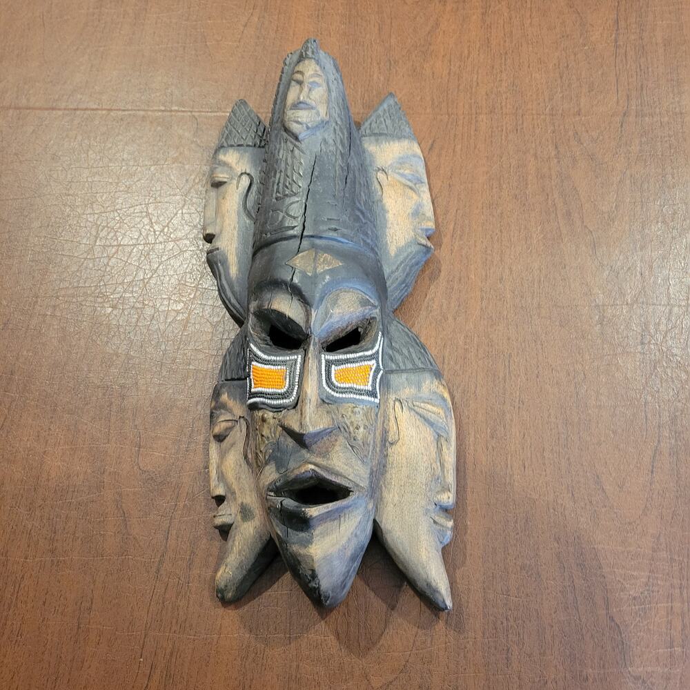 Vintage Ghana Hand crafted wood wooden mask